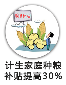 计划生育家庭种粮补贴提高30%。